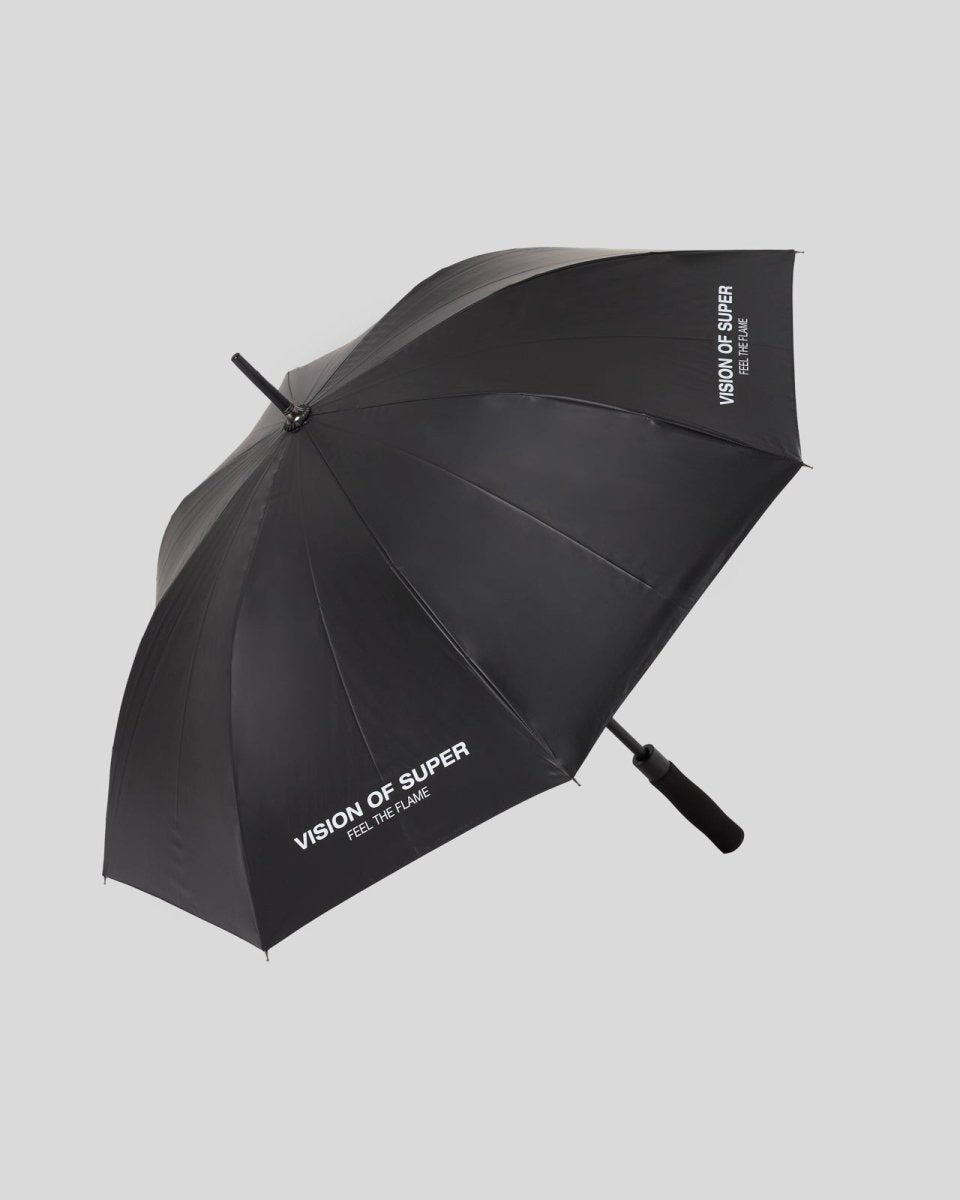 Vision Of Super BLACK UMBRELLA WITH TRIPLE FLAMES AND LOGO PRINT Italia