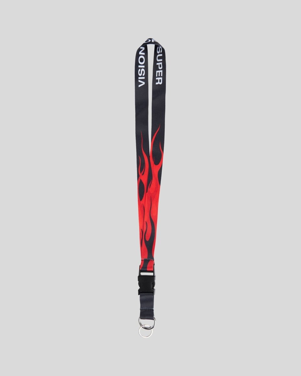 Vision Of Super BLACK KEY HOLDER WITH TRIPLE FLAMES AND LOGO PRINT Nuovo