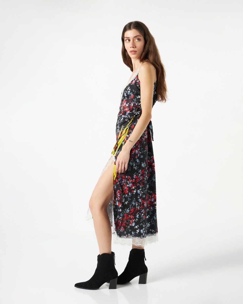 Vision Of Super FINE BLACK DRESS WITH YELLOW FLAMES Qualità