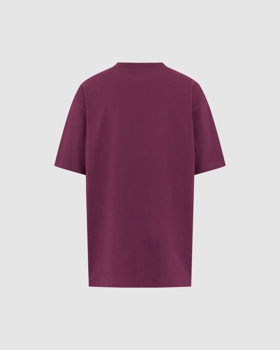 Vision Of Super GRAPE WINE T-SHIRT WITH EMBROIDERED FLAMING HEART Vendita