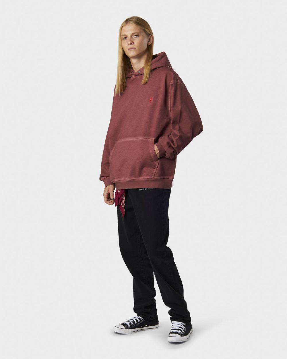 Vision Of Super RUST HOODIE WITH EMBROIDERED RED FLAME AND PRINTED LOGO Consegna Veloce