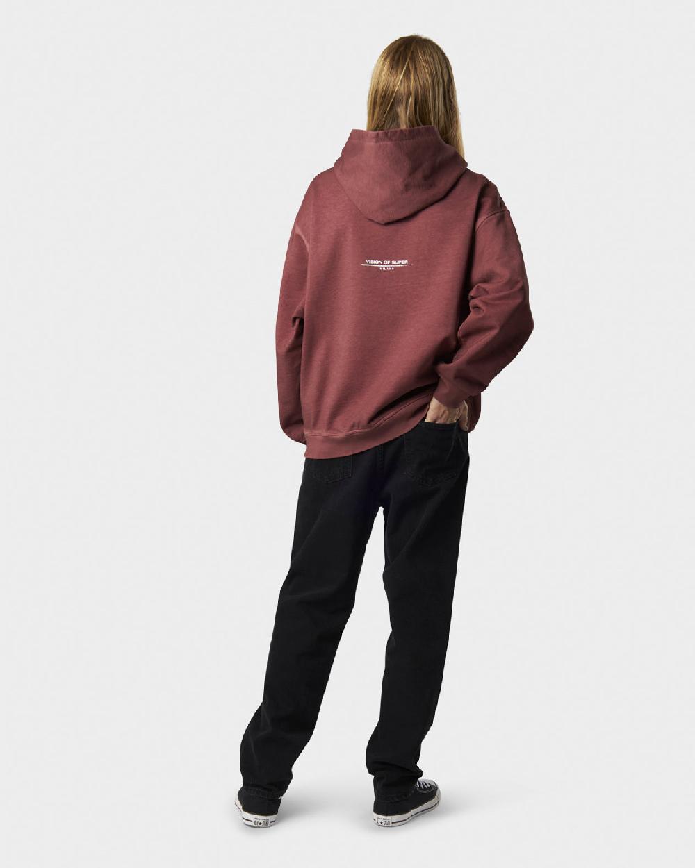 Vision Of Super RUST HOODIE WITH EMBROIDERED RED FLAME AND PRINTED LOGO Consegna Veloce