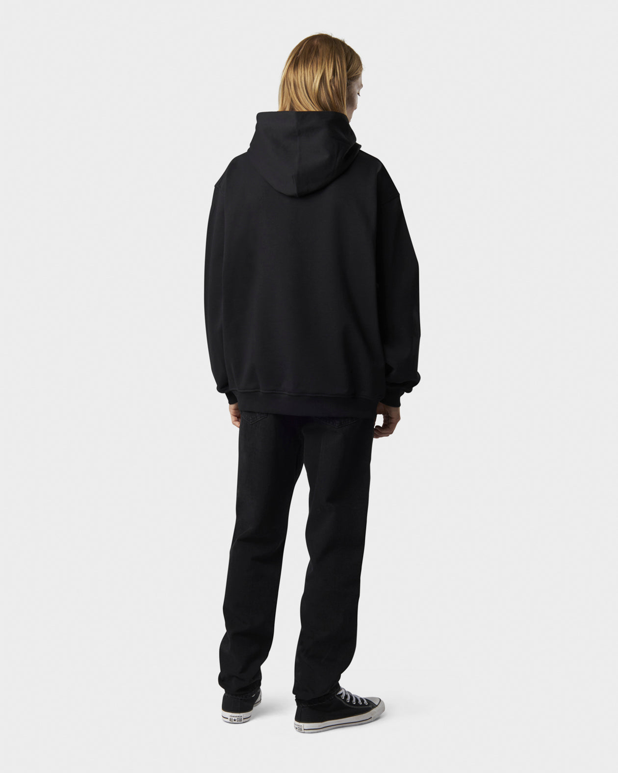 Vision Of Super BLACK HOODIE WITH HEARTBEAT PRINT ON FRONT AND METAL LABEL AND BUTTON Promozione Limitata