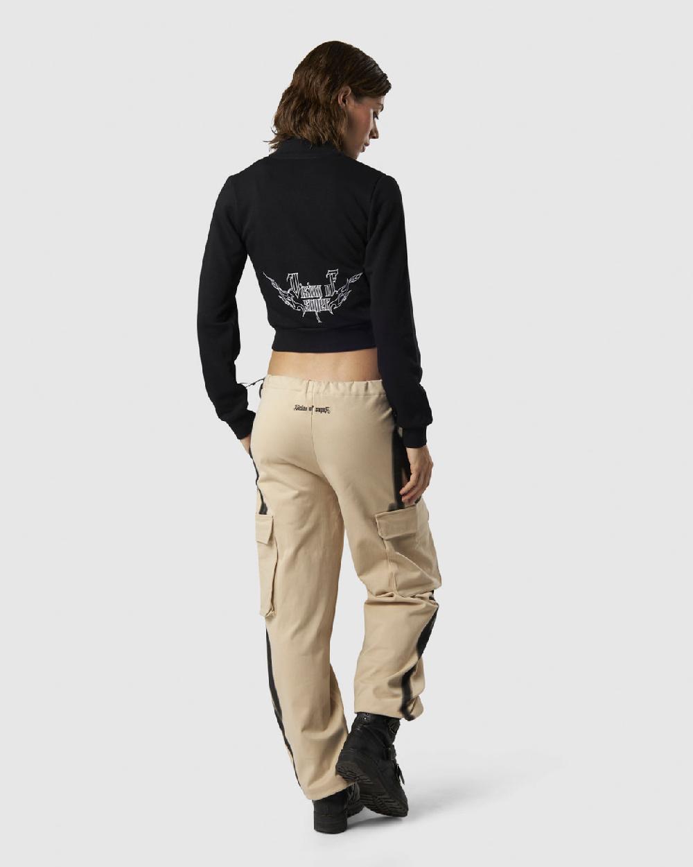 Vision Of Super BLACK LONGSLEEVE ZIP WITH EMBROIDERED LOGO ON FRONT AND EMBROIDERED TRIBAL GRAPHIC ON BACK Prezzo Ridotto