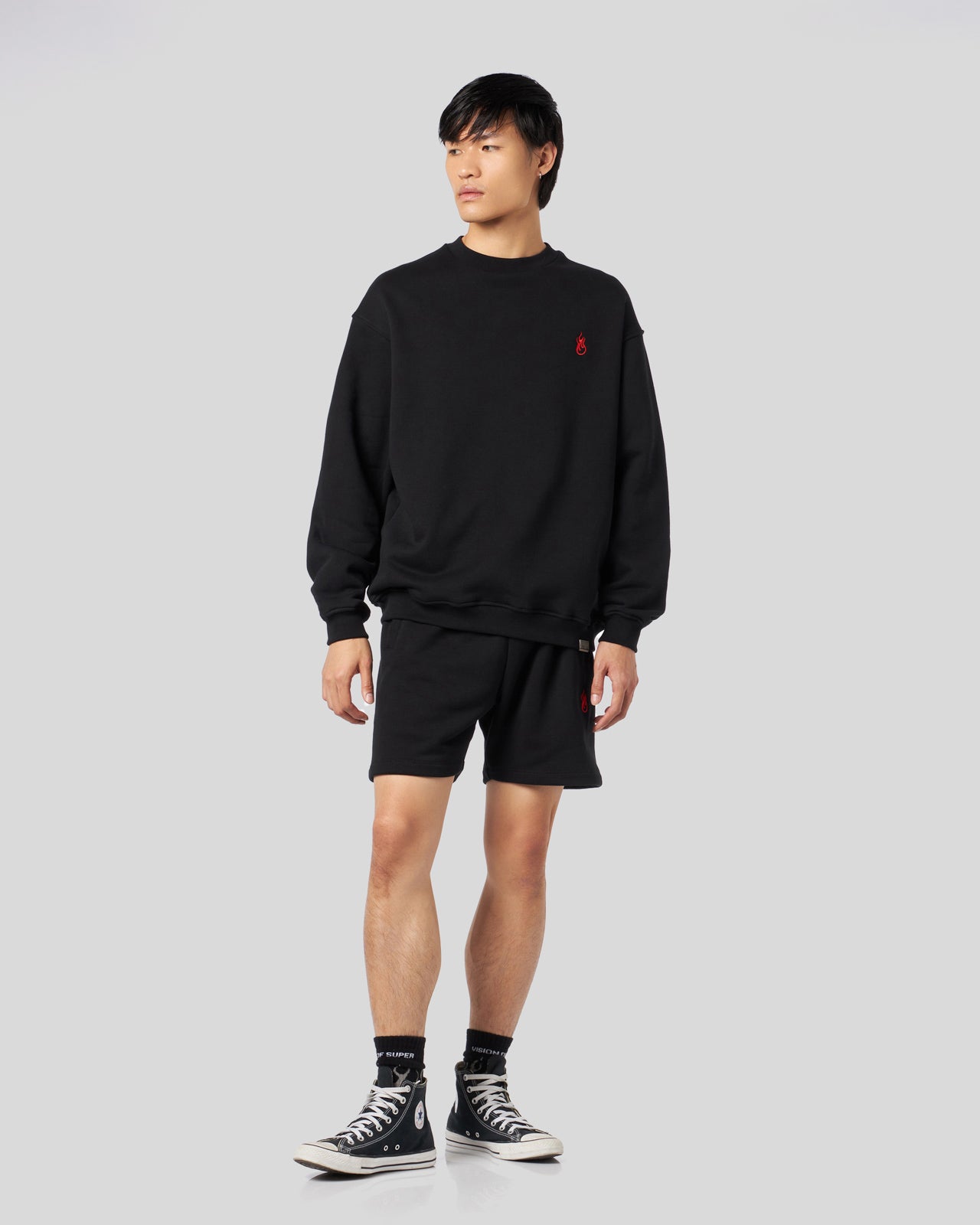 Vision Of Super BLACK CREWNECK WITH FLAMES LOGO Sottocosto