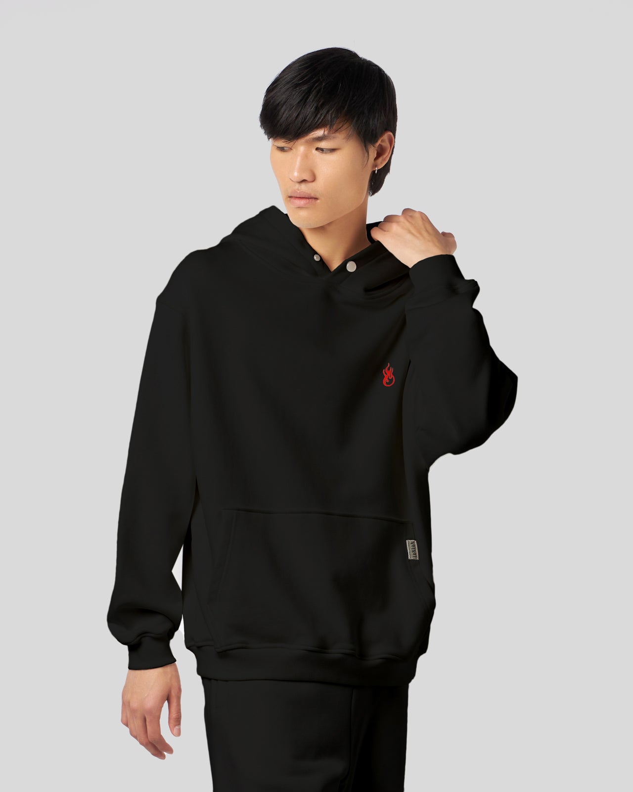 Vision Of Super BLACK HOODIE WITH FLAMES LOGO Convenienza