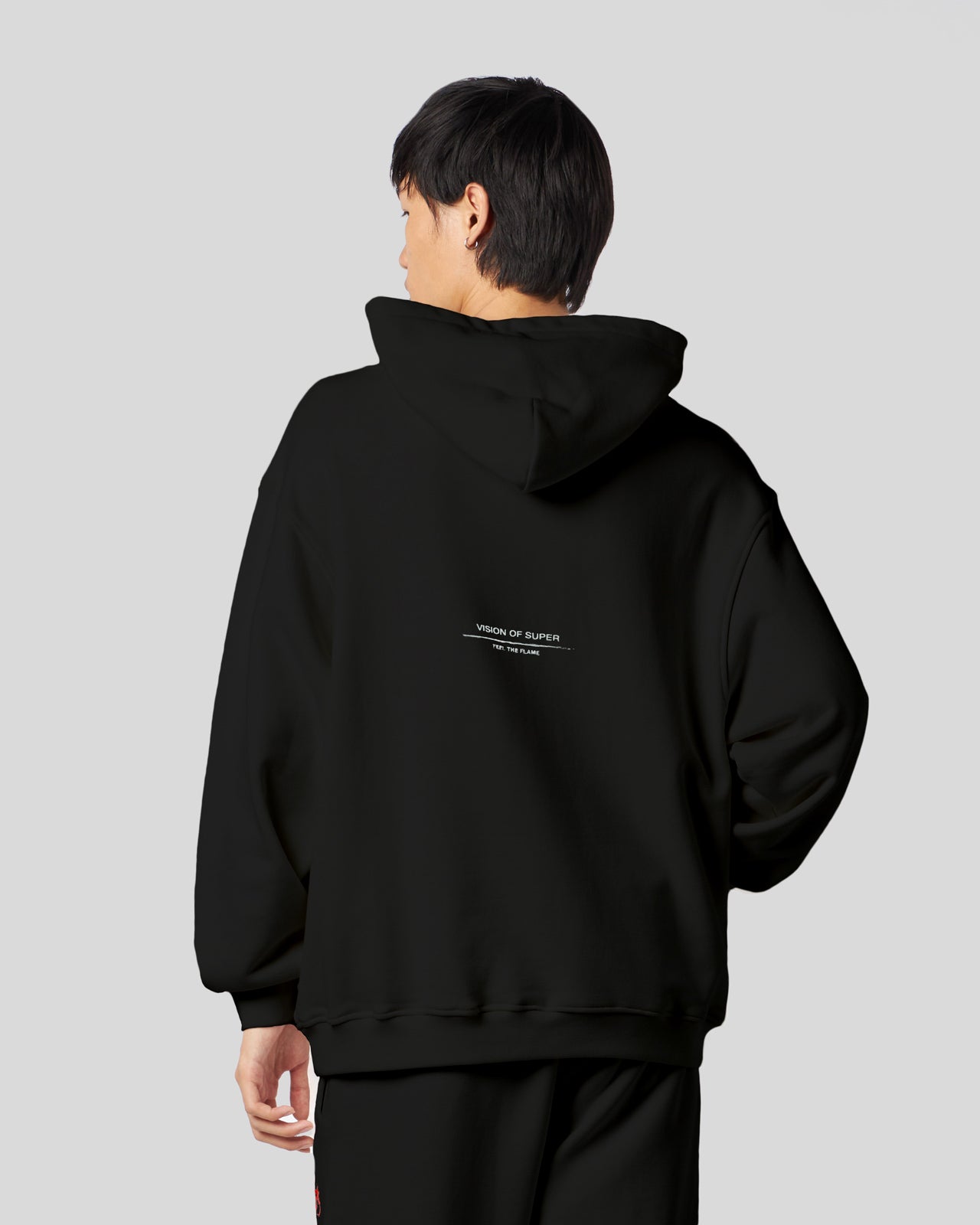 Vision Of Super BLACK HOODIE WITH FLAMES LOGO Convenienza