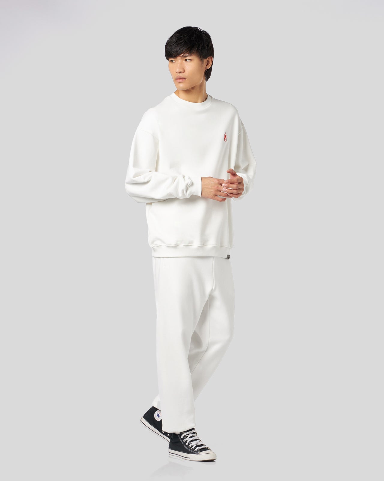 Vision Of Super WHITE CREWNECK WITH FLAMES LOGO Novità