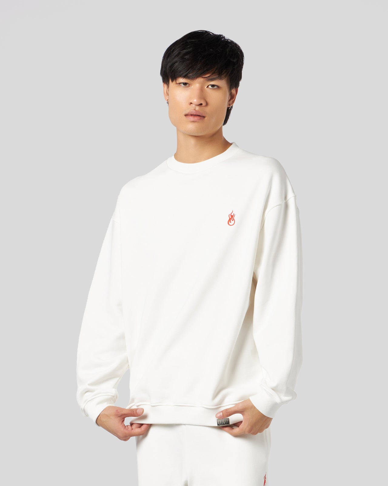 Vision Of Super WHITE CREWNECK WITH FLAMES LOGO Novità