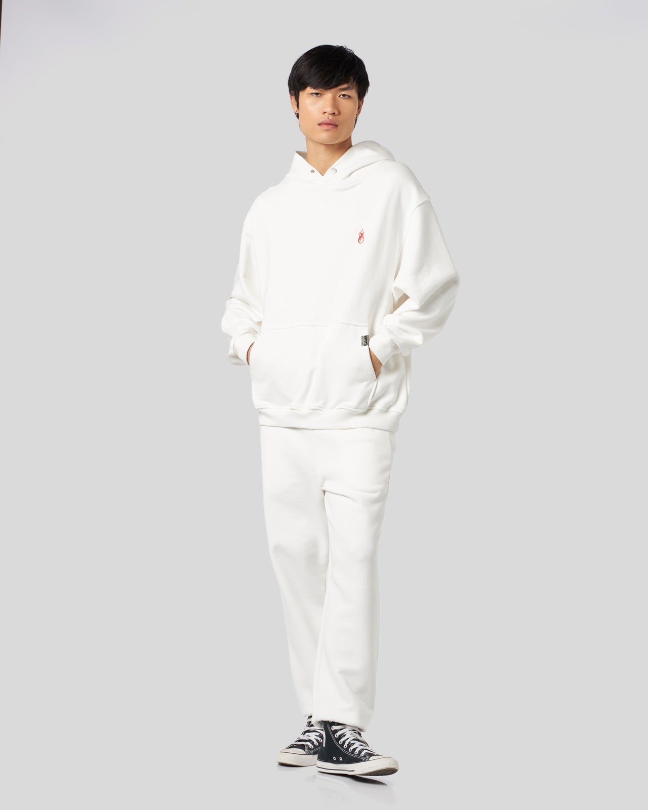 Vision Of Super WHITE HOODIE WITH FLAMES LOGO Presa