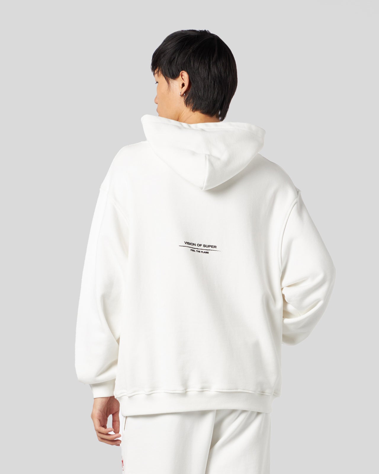 Vision Of Super WHITE HOODIE WITH FLAMES LOGO Presa
