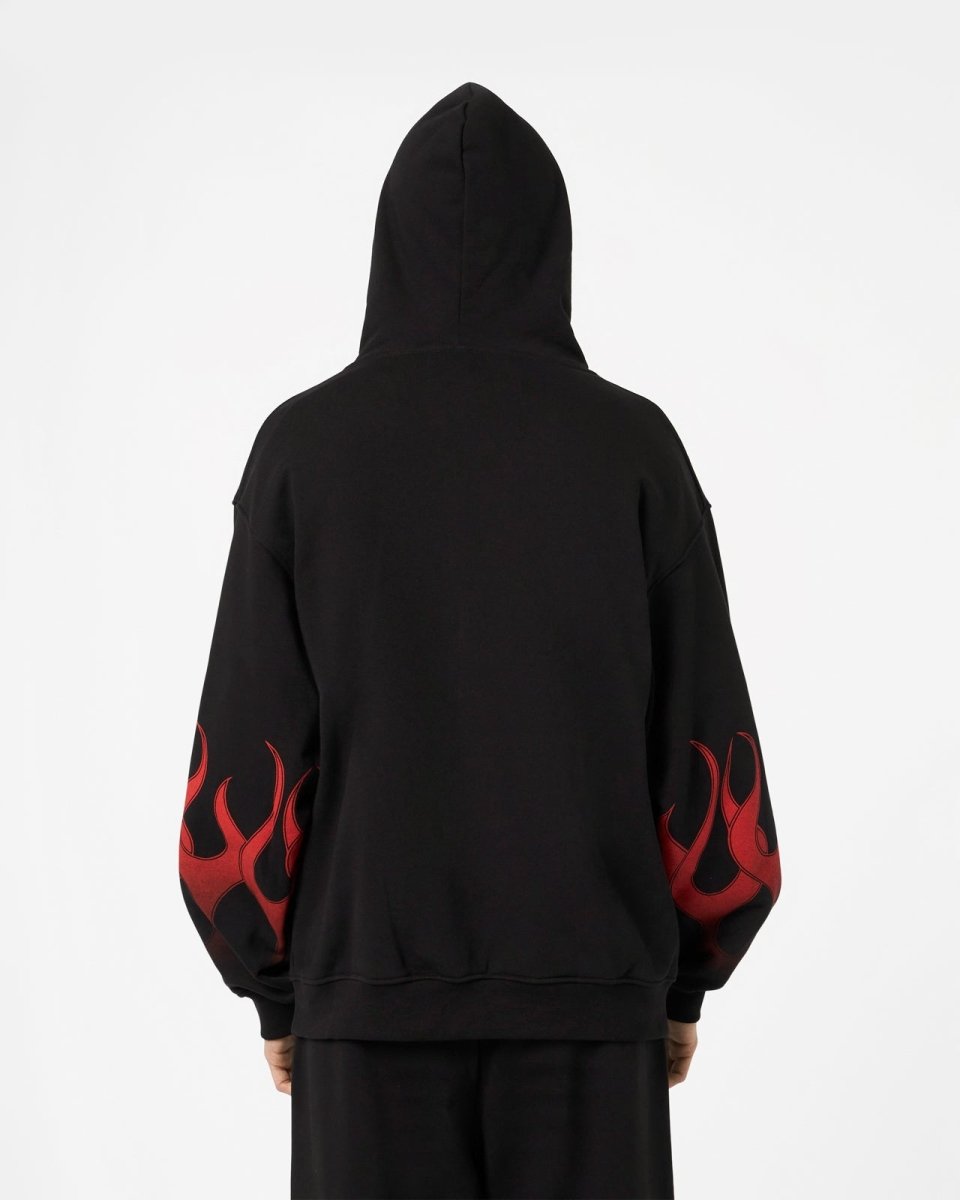 Vision Of Super BLACK HOODIE WITH RED FLAMES Vendita Economica