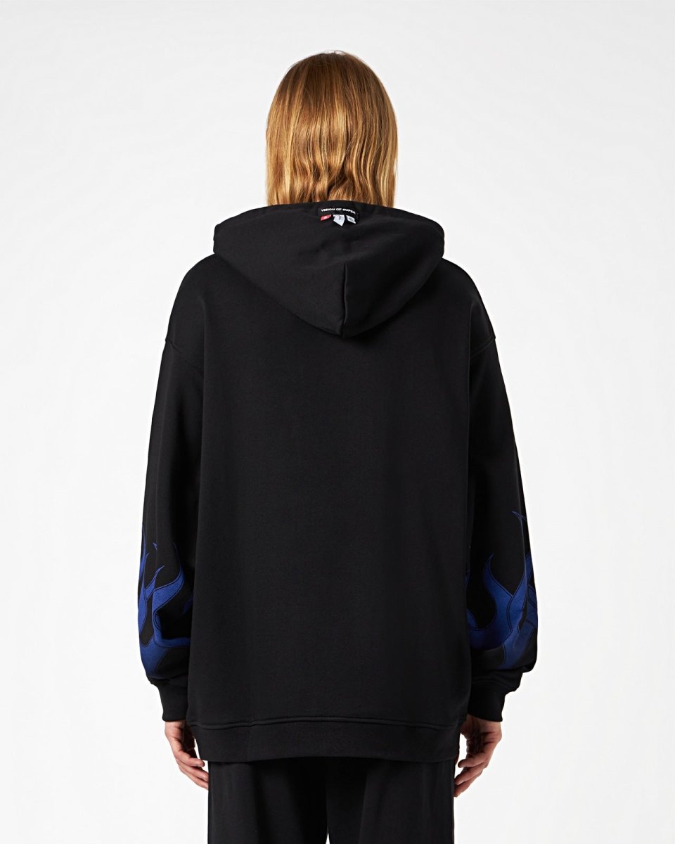 Vision Of Super BLACK HOODIE WITH BLUE FLAMES I Più Venduti