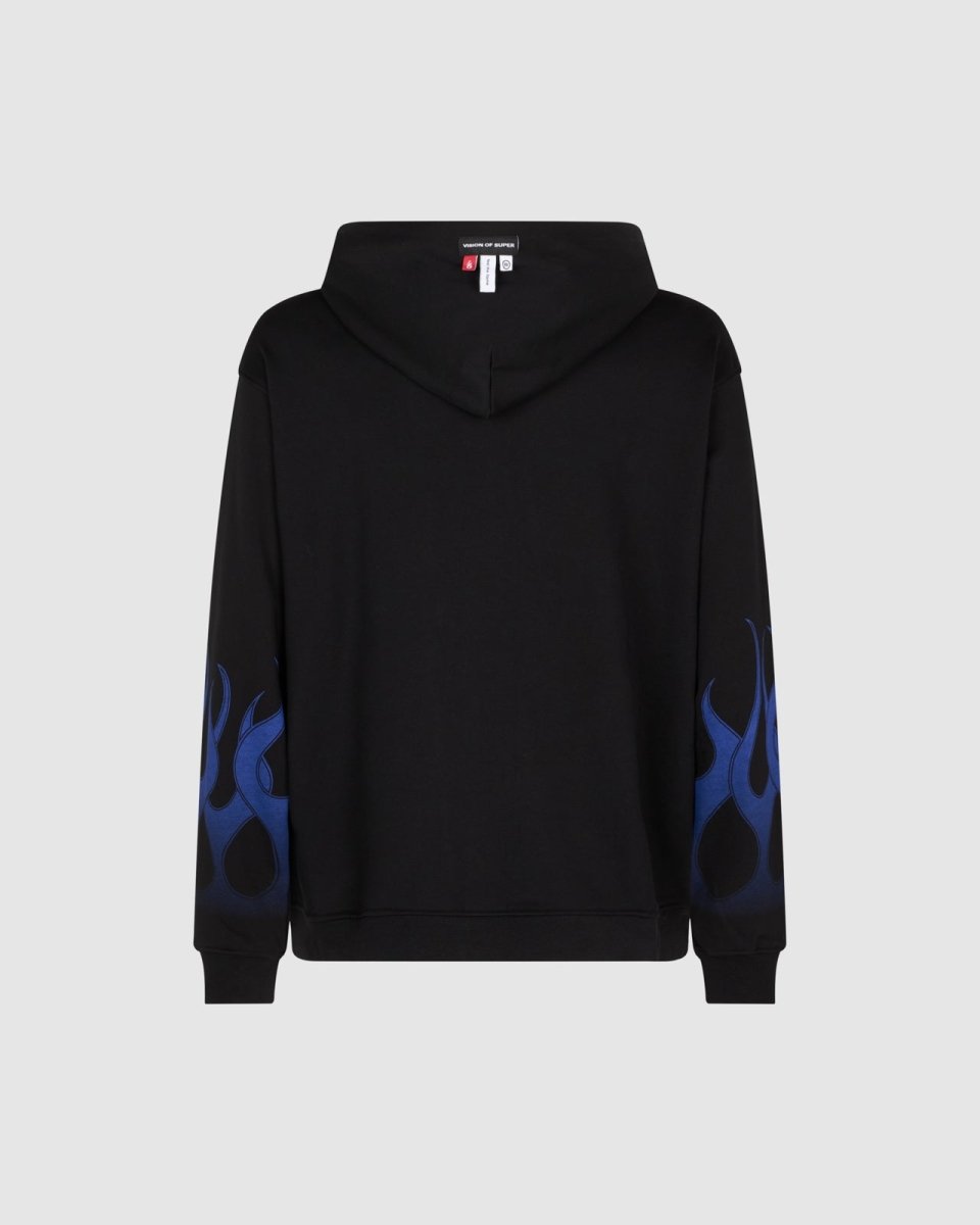 Vision Of Super BLACK HOODIE WITH BLUE FLAMES I Più Venduti
