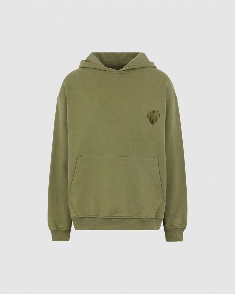Vision Of Super GREEN HOODIE WITH EMBROIDERED FLAMING HEART Negozio