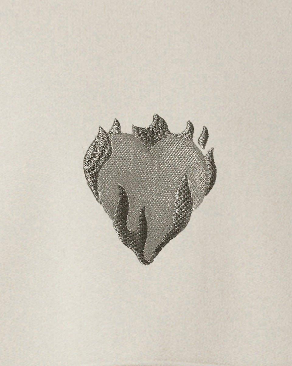 Vision Of Super LONDON FOG CREWNECK WITH EMBROIDERED FLAMING HEART Nuova