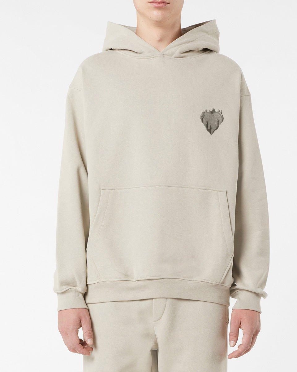 Vision Of Super LONDON FOG HOODIE WITH EMBROIDERED FLAMING HEART Moda