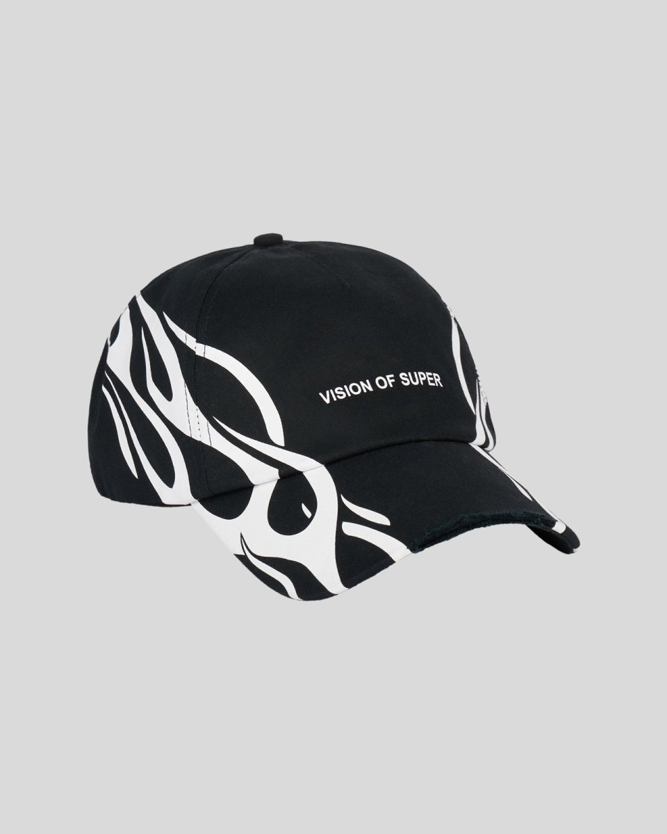 Vision Of Super BLACK CAP WITH WHITE TRIBAL PRINT 2025