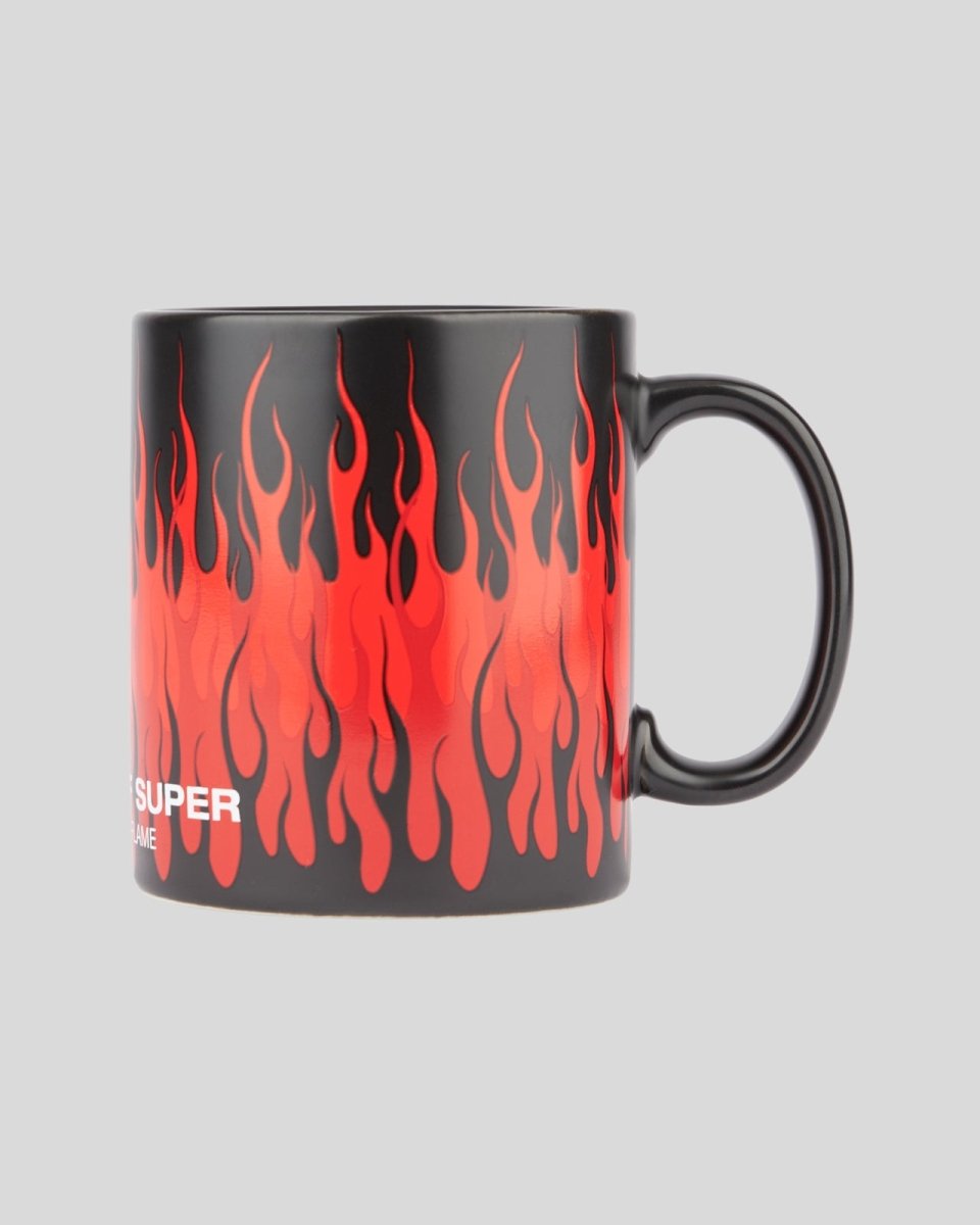 Vision Of Super BLACK MUG WITH TRIPLE FLAMES AND LOGO PRINT Qualità Garantita
