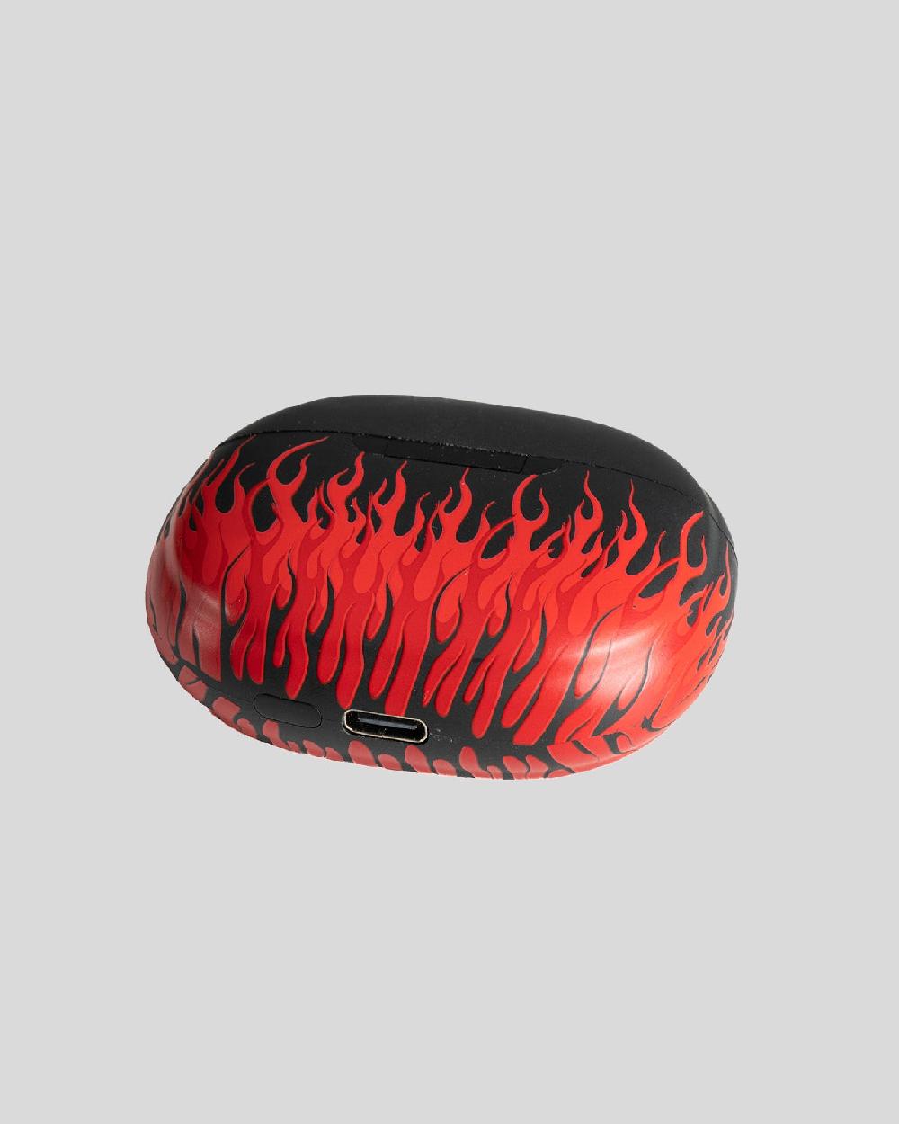 Vision Of Super BLACK EARPHONES WITH RED FLAMES AND WHITE LOGO Acquista Ora