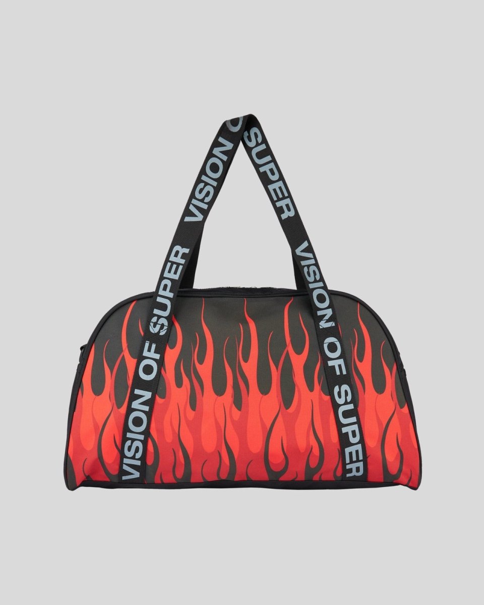 Vision Of Super BLACK GYM BAG WITH TRIPLE FLAMES Consegna Veloce