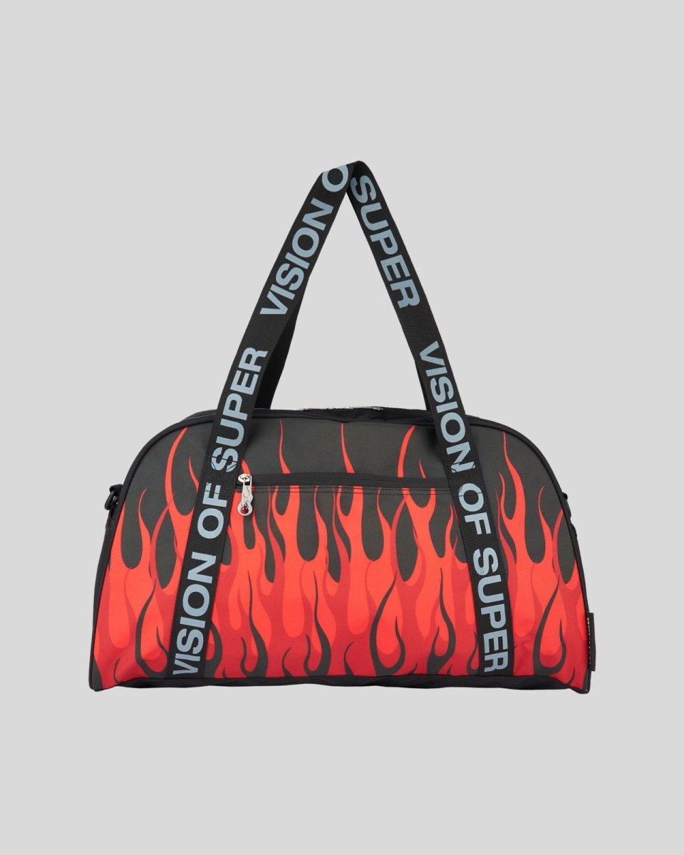 Vision Of Super BLACK GYM BAG WITH TRIPLE FLAMES Consegna Veloce