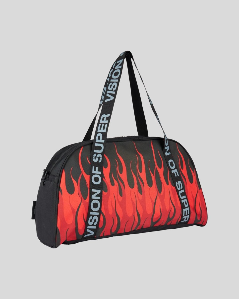 Vision Of Super BLACK GYM BAG WITH TRIPLE FLAMES Consegna Veloce