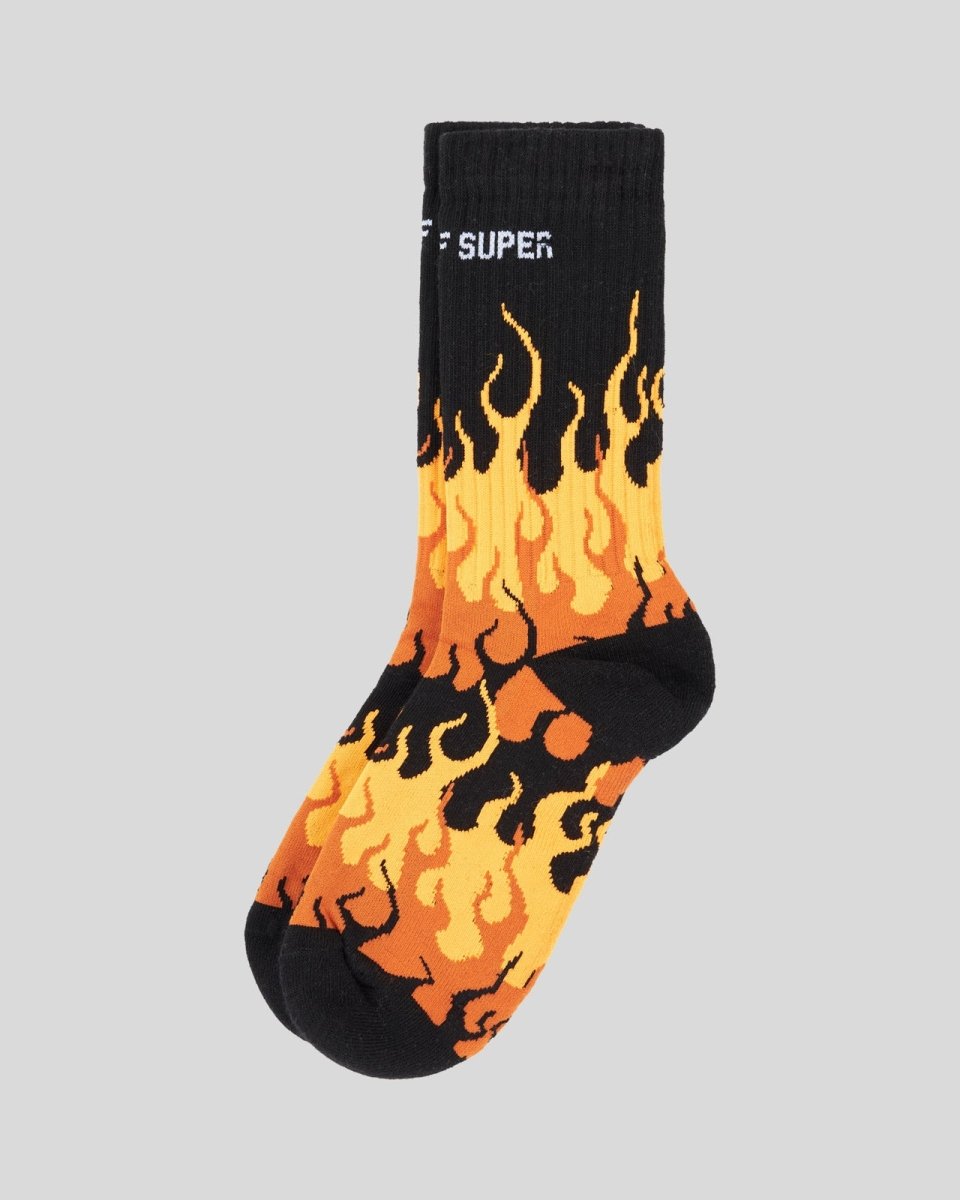 Vision Of Super BLACK SOCKS WITH ORANGE TRIPLE FLAMES Fino Al -60%