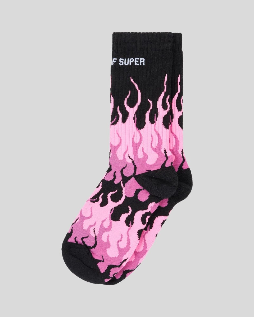 Vision Of Super BLACK SOCKS WITH FUCHSIA TRIPLE FLAMES Shopping Online