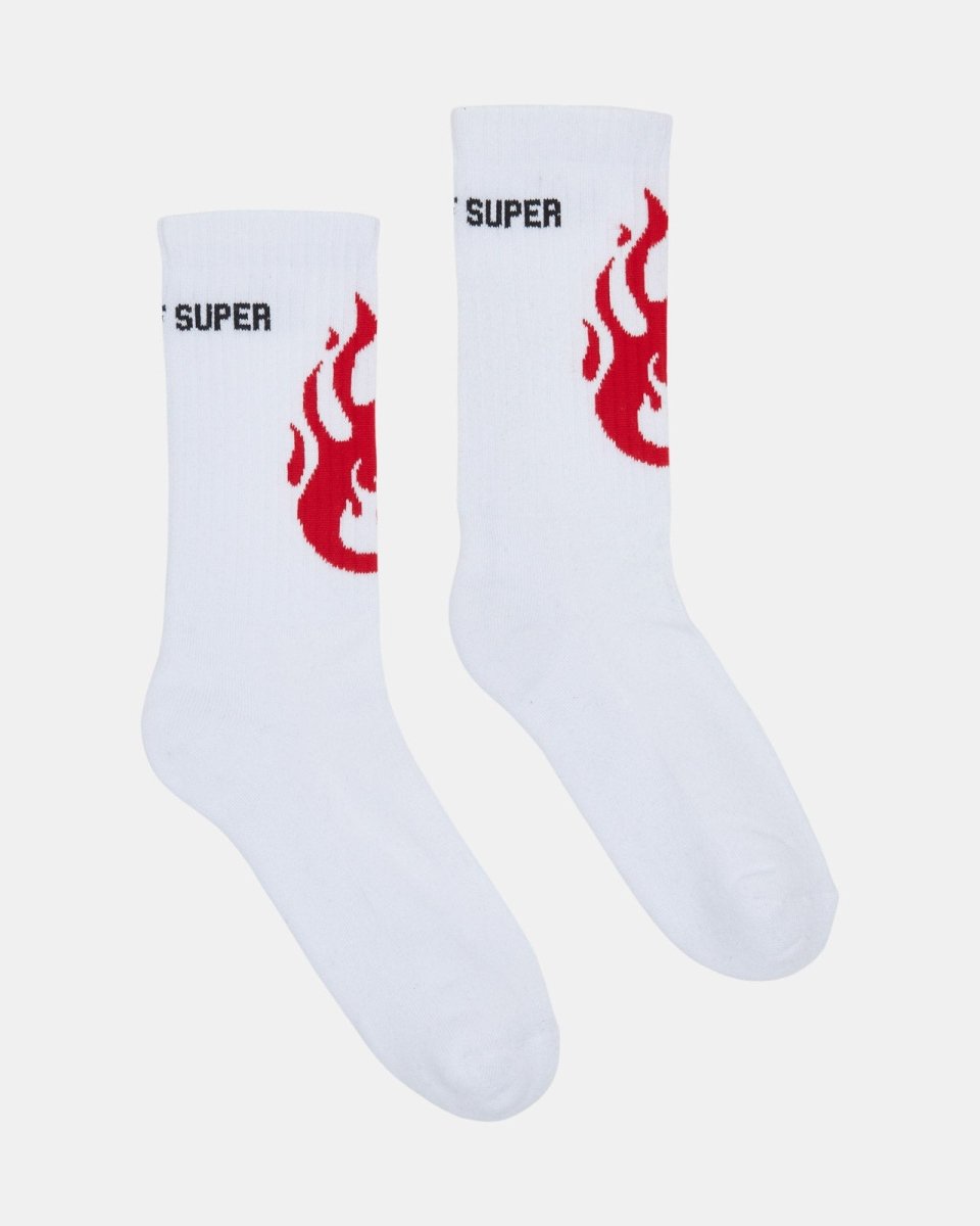 Vision Of Super WHITE SOCKS WITH RED FLAMES Outlet