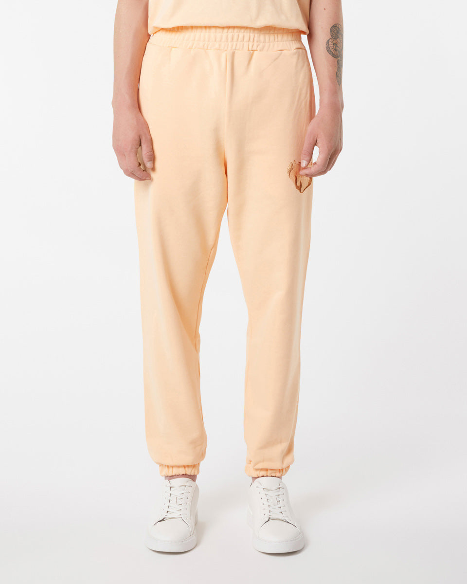 Vision Of Super PEACH PANTS WITH EMBROIDERED FLAMING HEART Nuova