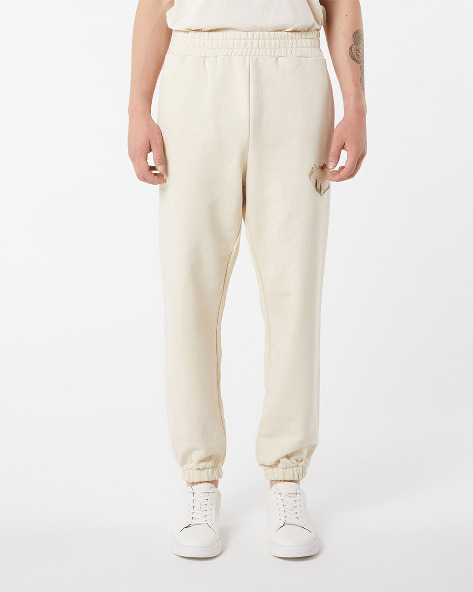 Vision Of Super SAND PANTS WHIT EMBROIDERED FLAMING HEART Italy