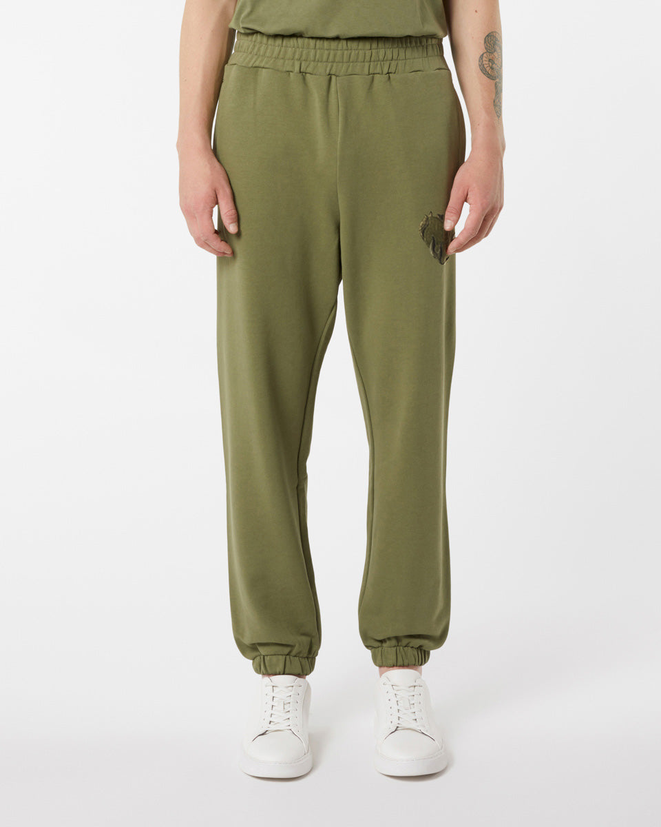Vision Of Super GREEN PANTS WITH EMBROIDERED FLAMING HEART Italia