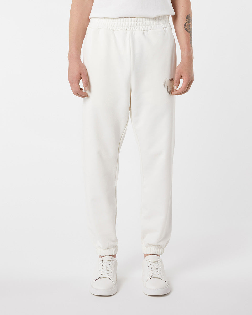 Vision Of Super OFF WHITE PANTS WITH EMBROIDERED FLAMING HEART 2025