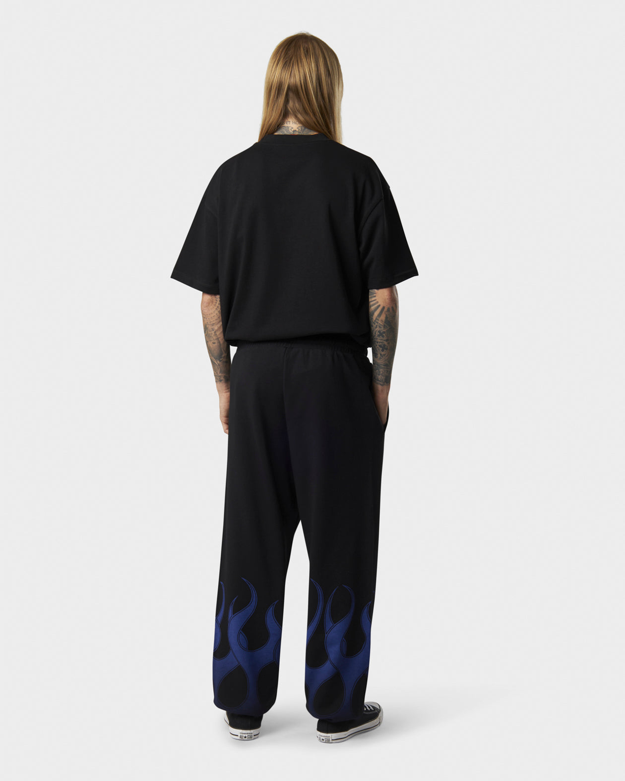 Vision Of Super BLACK PANTS WITH BLUE FLAMES In Linea