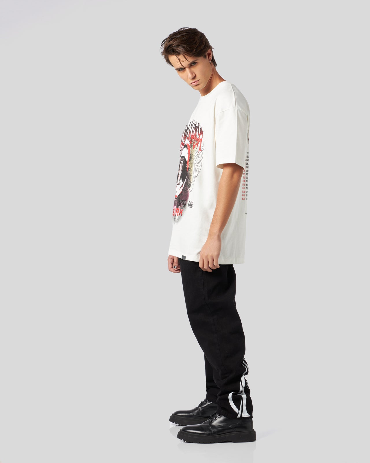 Vision Of Super BLACK DENIM JEANS WITH PRINTED FLAMES AND LOGO Negozi Online