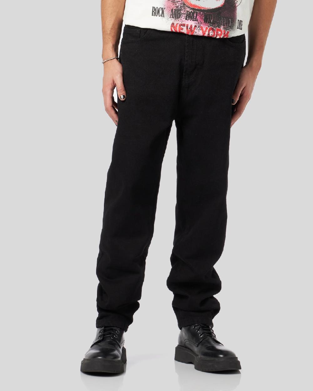 Vision Of Super BLACK DENIM JEANS WITH PRINTED FLAMES AND LOGO Negozi Online