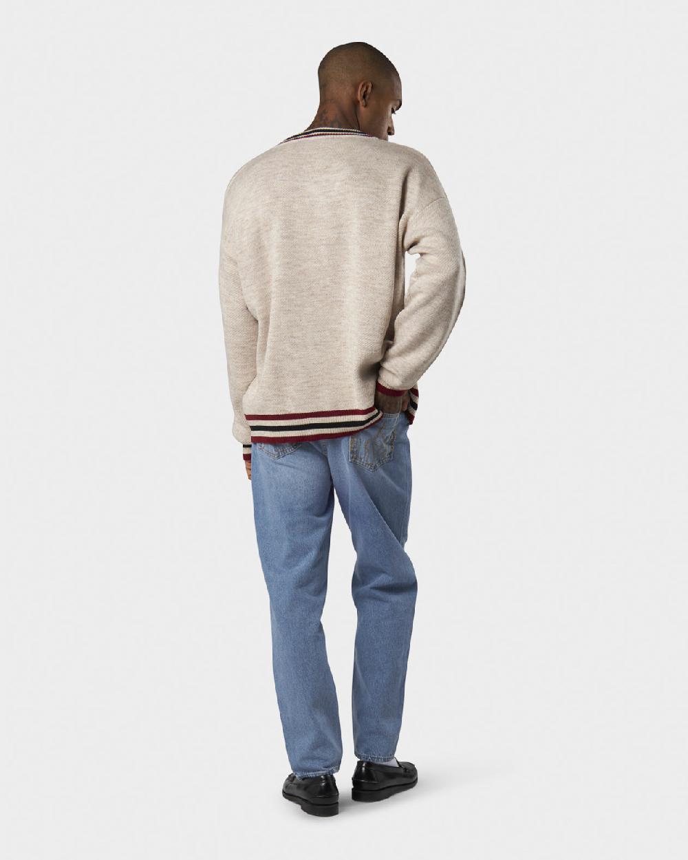 Vision Of Super SAND COLLEGE JUMPER WITH RED JACQUARD VOS HEART Promozione Limitata