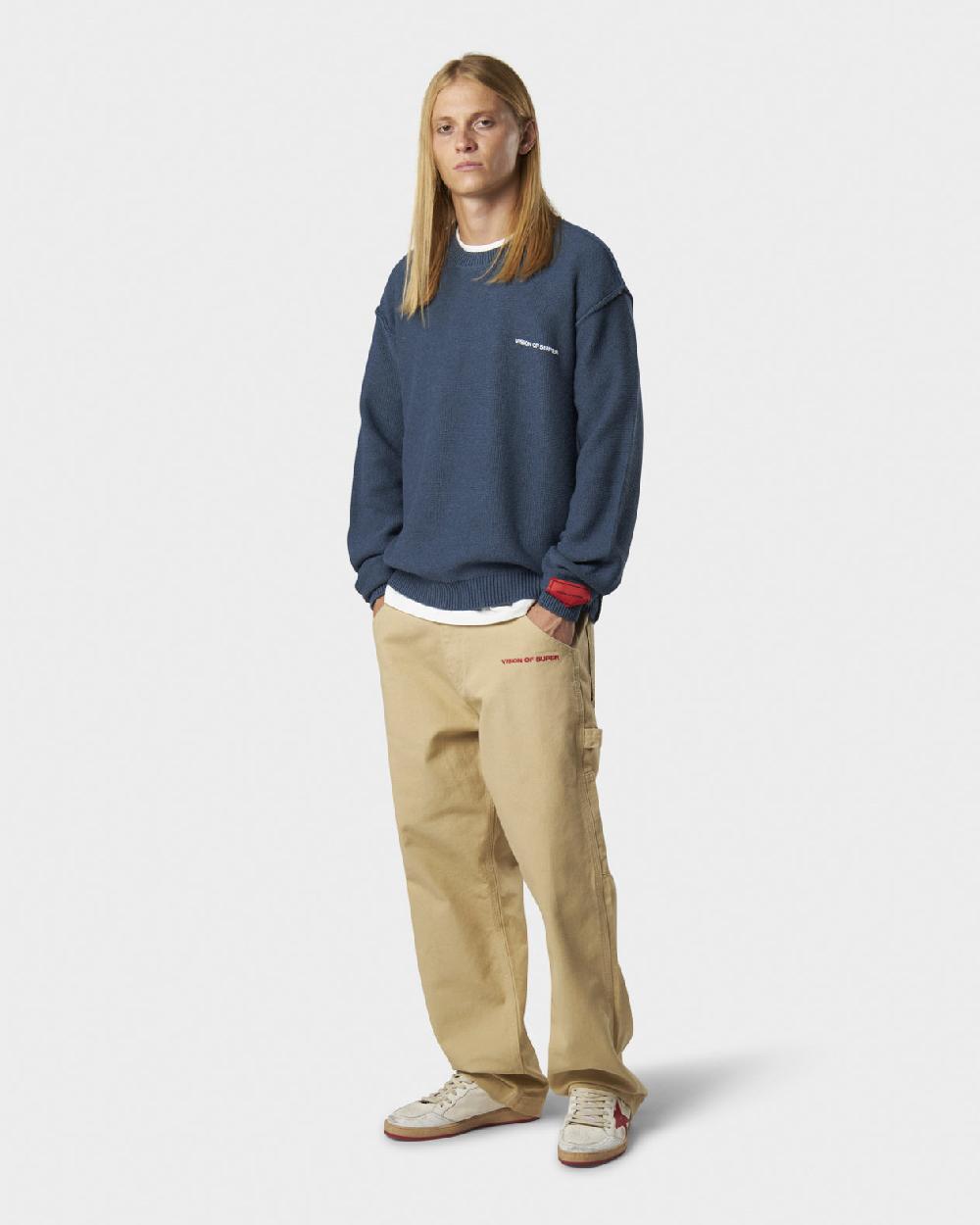 Vision Of Super BLUE JUMPER WITH WHITE PRINT VOS MILANO ON BACK AND PRINTED LOGO ON FRONT Fino Al -60%
