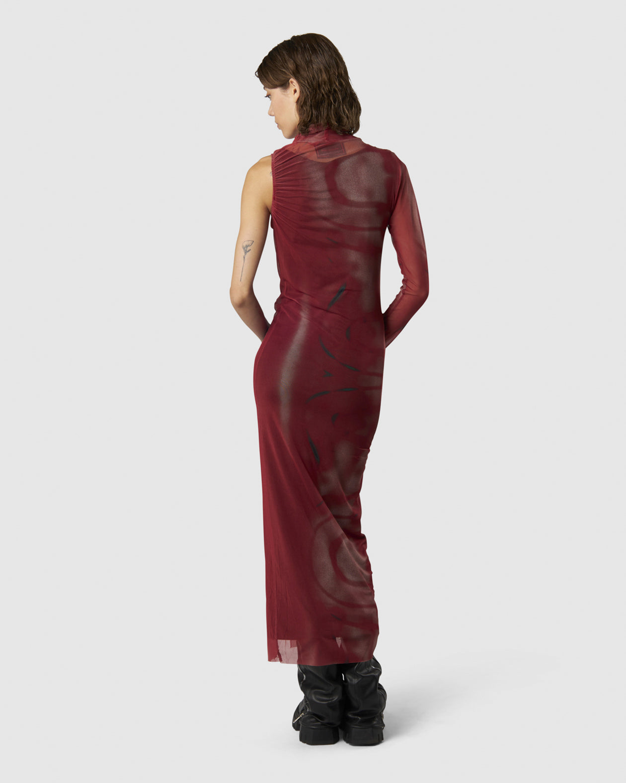 Vision Of Super ASYMMETRICAL LONG DRESS WITH RED GOTHIC GRAPHIC Affare Del Giorno