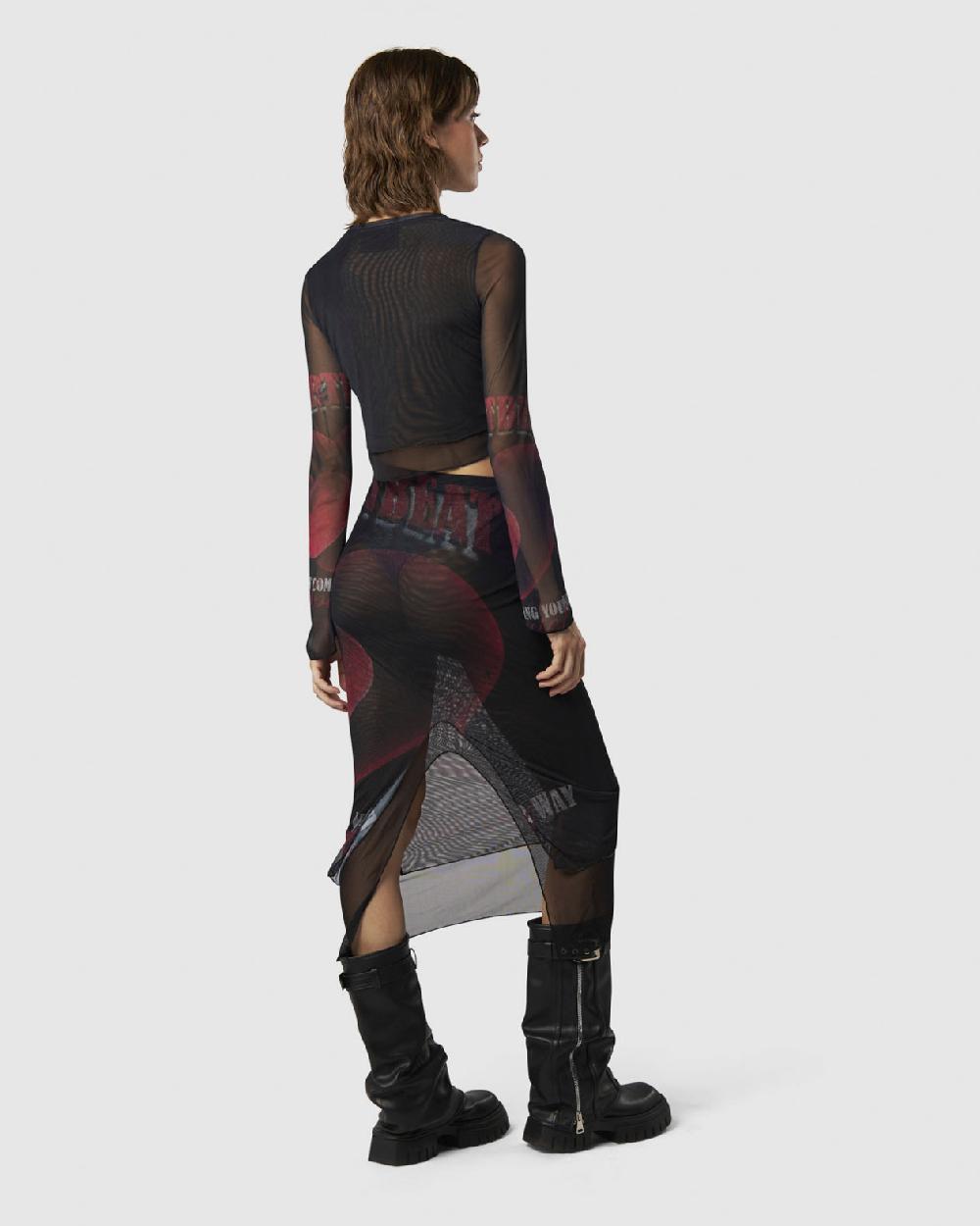 Vision Of Super MIDI SKIRT WITH VELVET HEART PRINT Convenienza