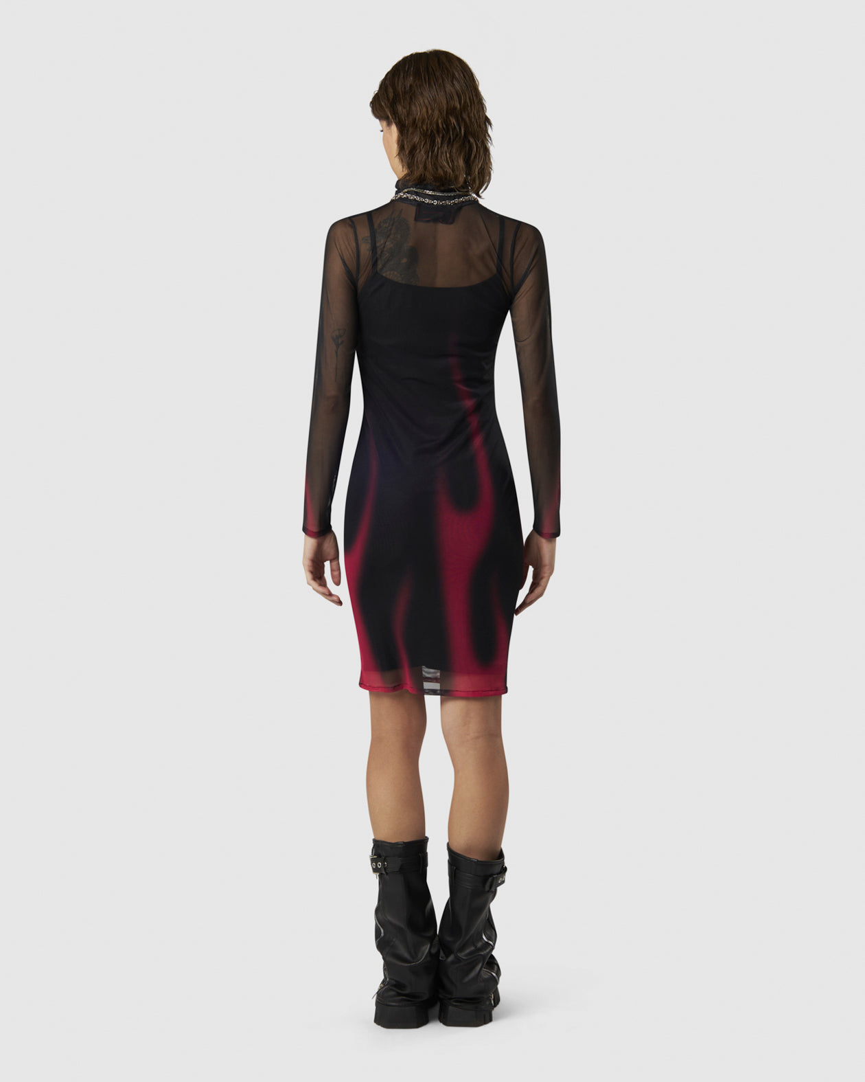 Vision Of Super BLACK MIDI DRESS WITH PINK FLAMES Novità