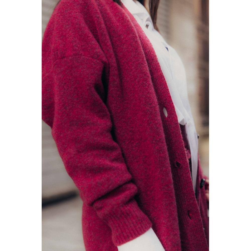 Alto Milano Cardigan in lana lungo tinta unita Huggy Saldi