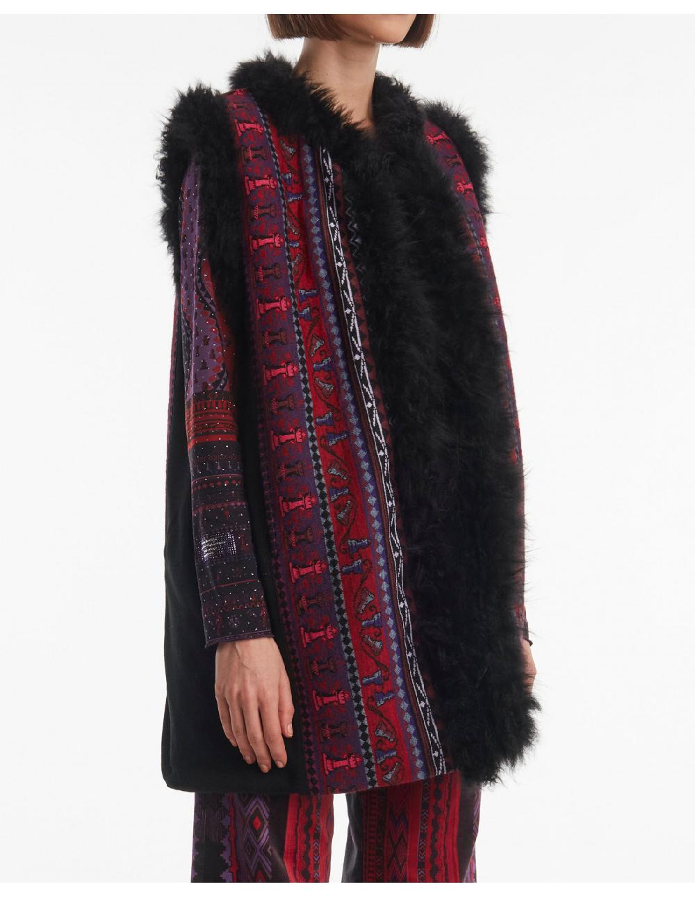 Angelo marani GILET JACQUARD C/PROFILI IN VERO PELO Officina
