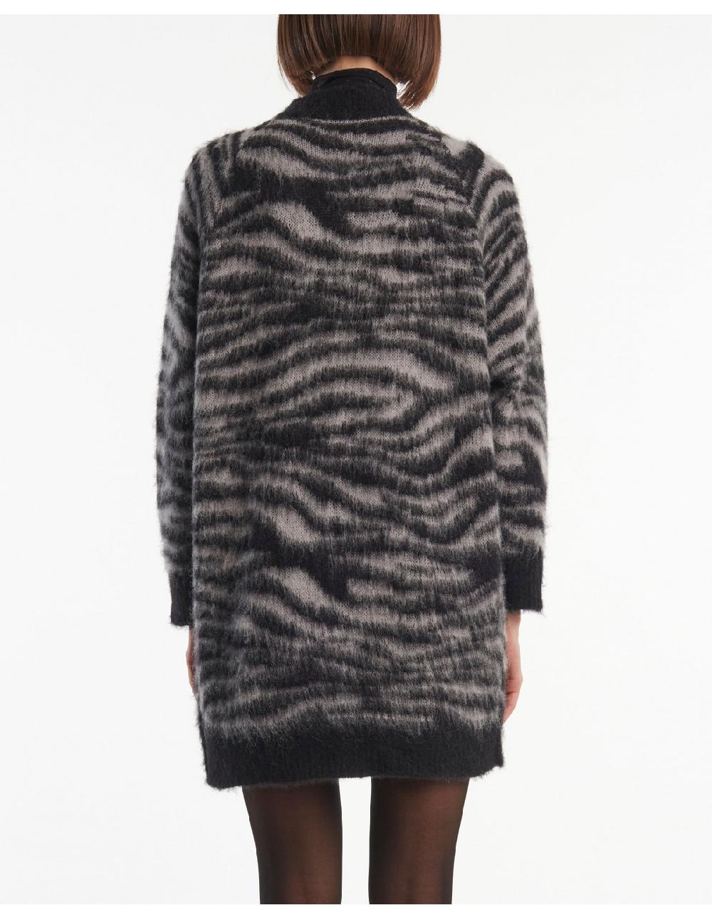 Angelo marani CARDIGAN GARZATO ZEBRA IN ALPACA+SPILLA 50% di sconto per tempo limitato